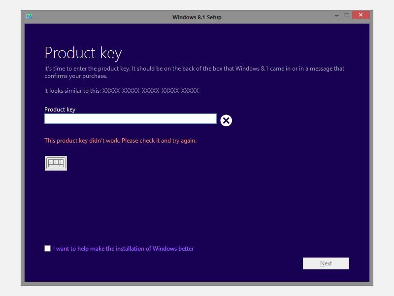 Windows 8.1-ISO-Datei mit Windows-8-Produkt-Schlüssel installieren