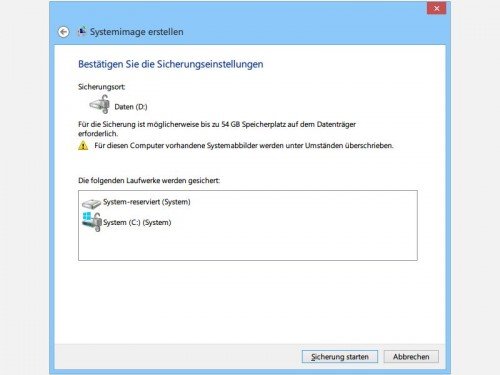 Windows 8.1: Backup des Systems als Abbild erstellen