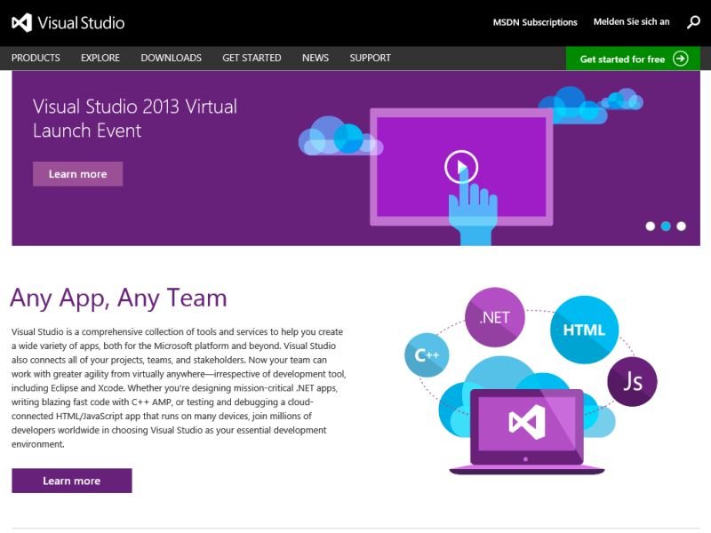 Visual Studio 2013: Kostenlose Einführungs-Veranstaltung im Web