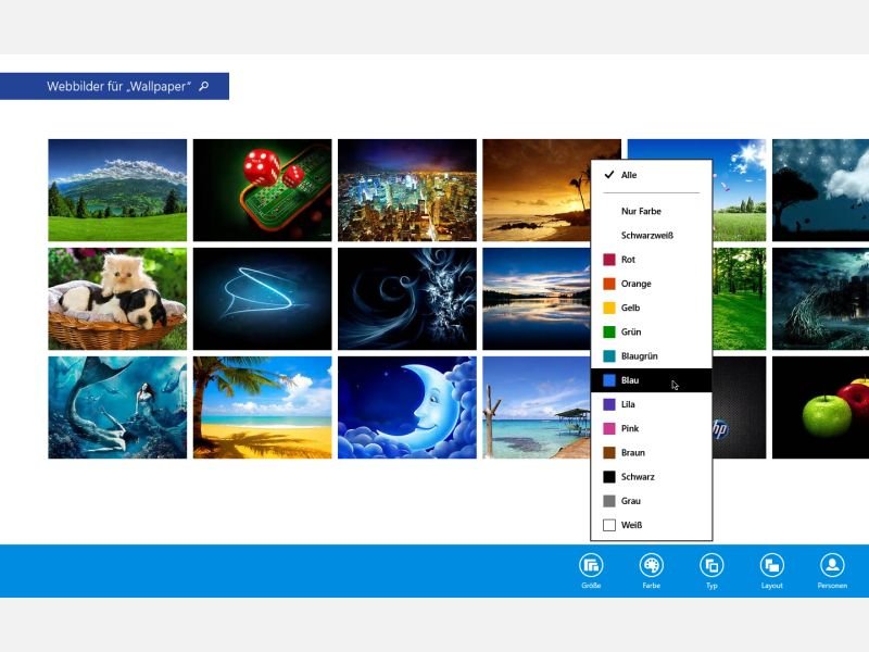Windows 8.1: Nach Bildern in einer bestimmten Farbe suchen