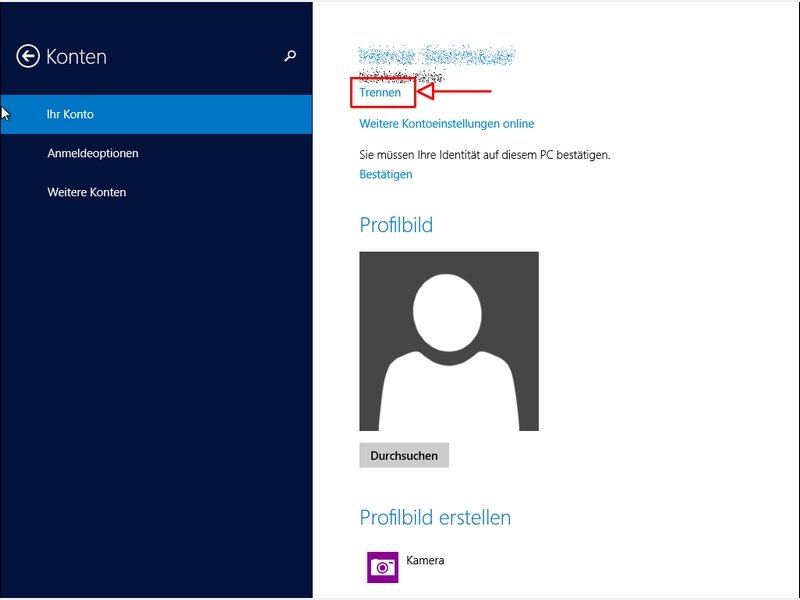 Windows 8.1: Benutzer-Konto mit anderem Microsoft-Konto verbinden