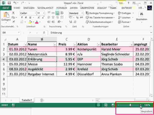 Schrift in einer Excel-Tabelle lesbar vergrößern