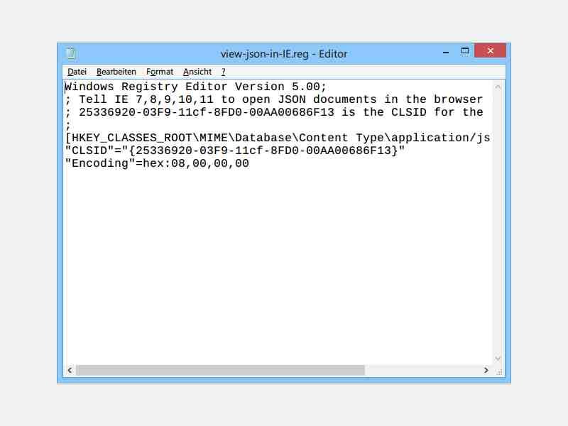 Internet Explorer 11: JSON-Dateien anzeigen statt herunterladen