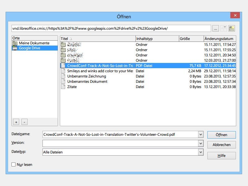 LibreOffice mit Google Drive verbinden