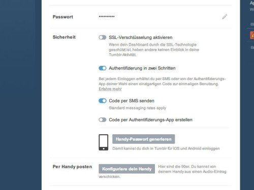 Tumblr-Konto mit 2-Faktor-Authentifizierung sichern