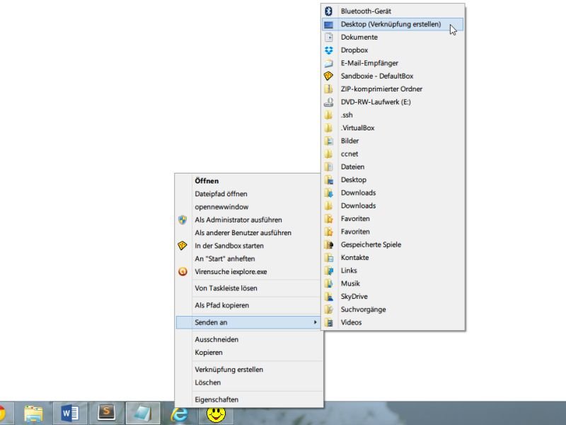 Windows 8.1: Programm-Verknüpfung auf dem Desktop anlegen