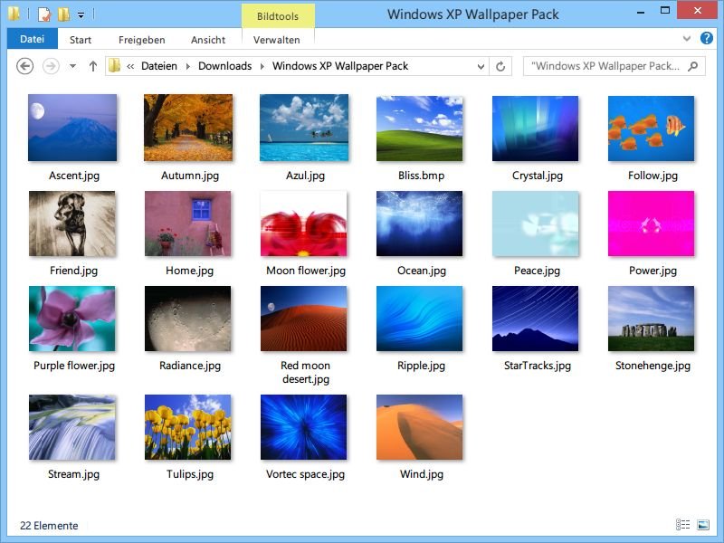 Alle Windows XP-Hinter-Gründe gratis downloaden