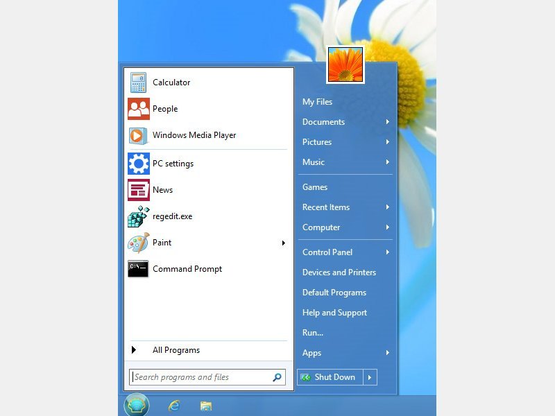 Startmenüs für Windows 8.1