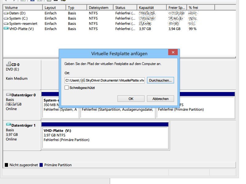 Virtuelle VHD-Festplattendateien als Windows-Laufwerk laden