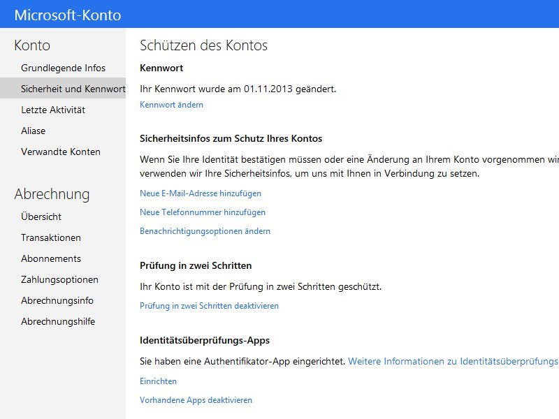 Microsoft-Konto: Wann haben Sie Ihr Windows-Kennwort zuletzt geändert?