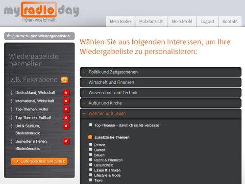 MyRadioDay: Individuelles Radio-Programm