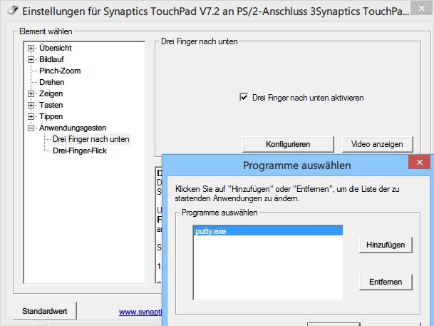 Synaptics-Touchpad: Programm schnell öffnen