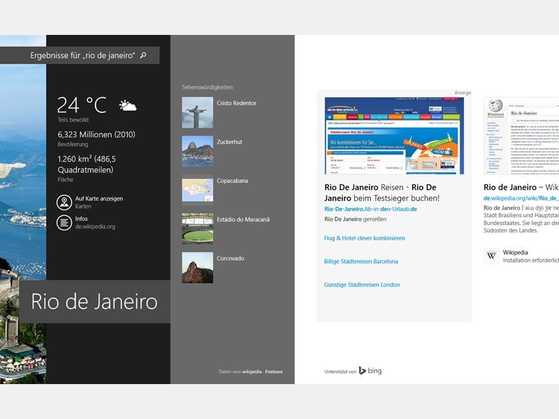 Windows 8.1: Nach einer Stadt suchen und Infos, Wetter usw. finden
