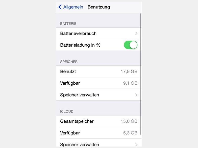 iOS: Speichernutzung neu berechnen lassen