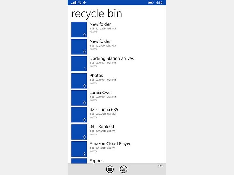 OneDrive-App für Windows Phone: Auf den Papierkorb zugreifen