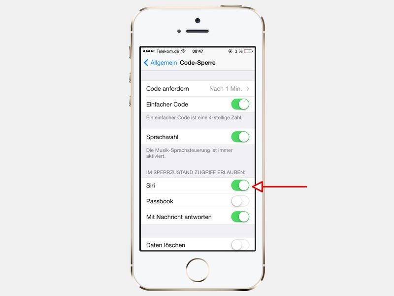 iOS 8: Siri auf dem Sperr-Bildschirm deaktivieren