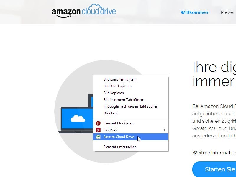 Chrome: Dateien schneller in Amazon Cloud Drive speichern