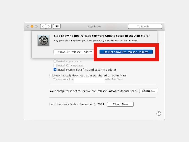 Beta-Updates nicht im Mac App Store anzeigen