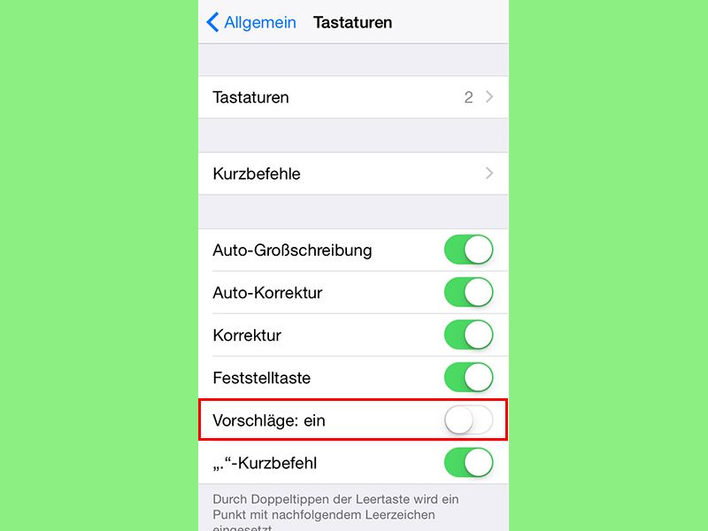 iOS: Wort-Vorschläge der Tastatur deaktivieren