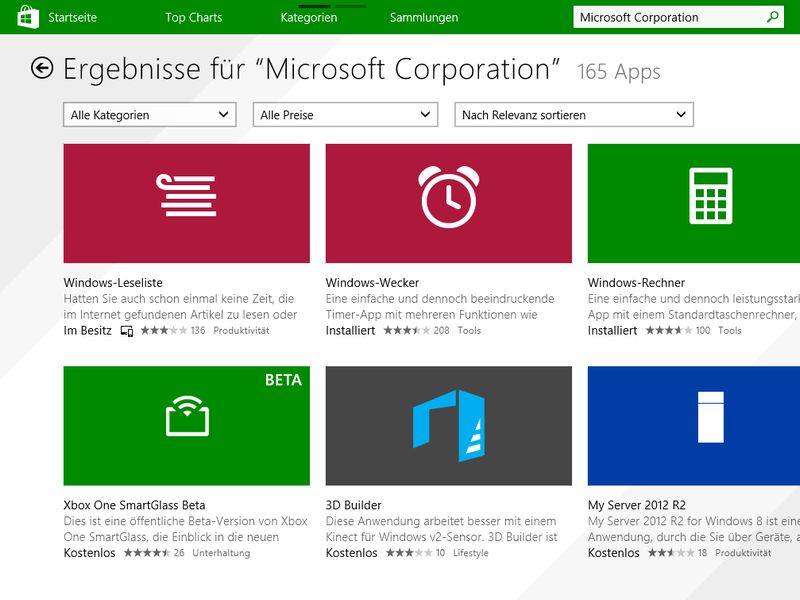 Windows-Store: Apps finden, die nicht angezeigt werden