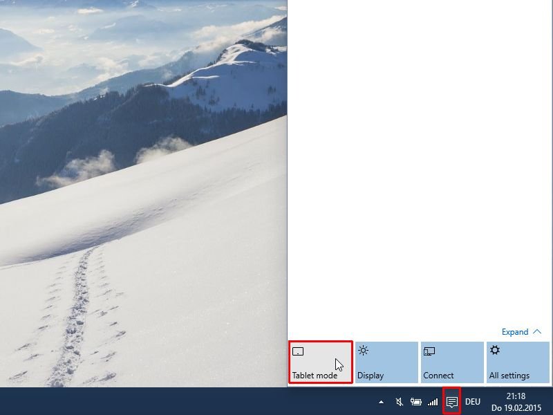 Windows 10 in den Tablet-Modus und zurück schalten