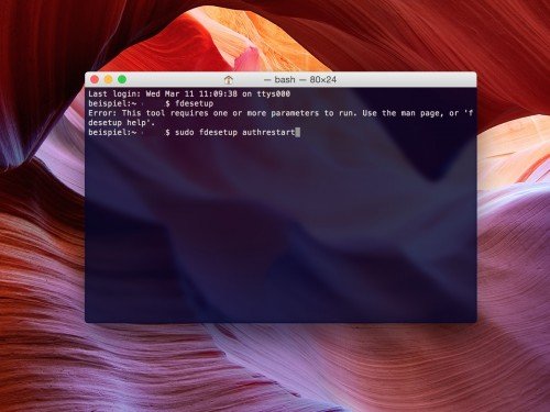 OSX-FileVault-Kennwort beim nächsten Neu-Start nicht eingeben