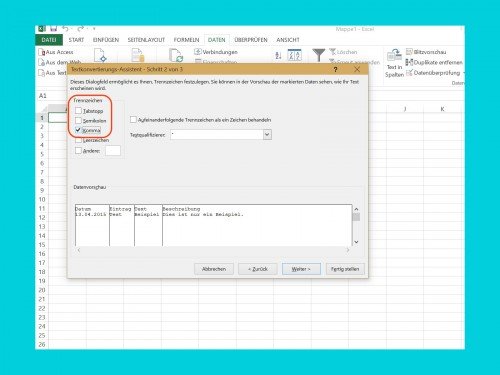 Excel: CSV-Dateien mit Komma-Zeichen verarbeiten