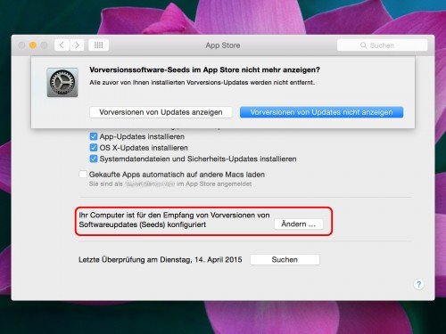Mac: Beta-Programm wieder verlassen