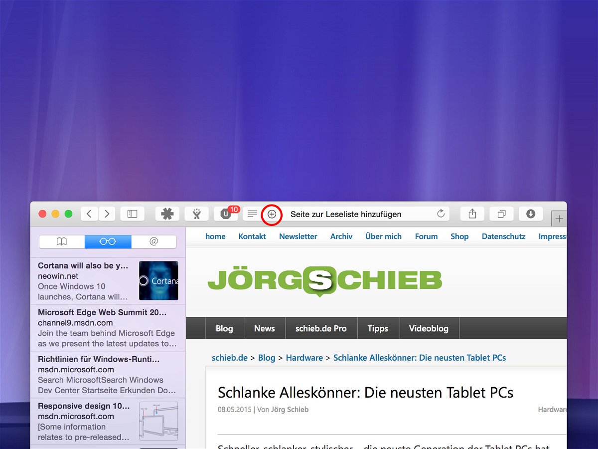 Webseiten später lesen mit Safari für OS X