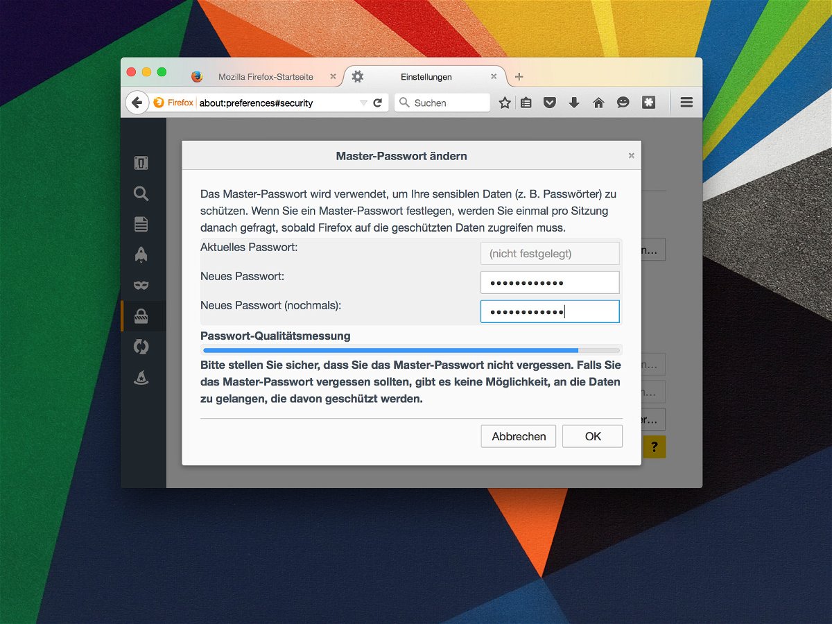 Firefox-Browser mit Kennwort sichern