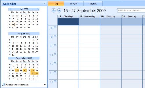 Microsoft Outlook: Beliebige Tage im Kalender nebeneinander anzeigen