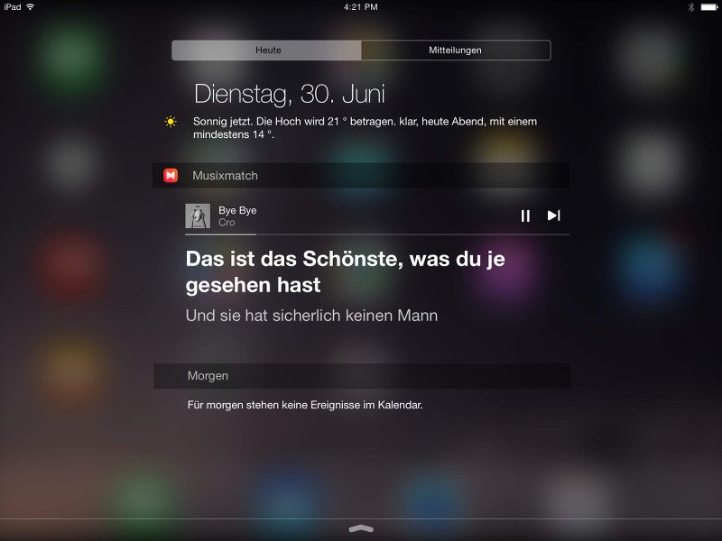 Song-Texte in der iPhone-Mitteilungs-Zentrale anzeigen