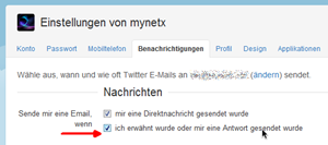 Twitter: eMail-Benachrichtigung bei neuen Erwähnungen