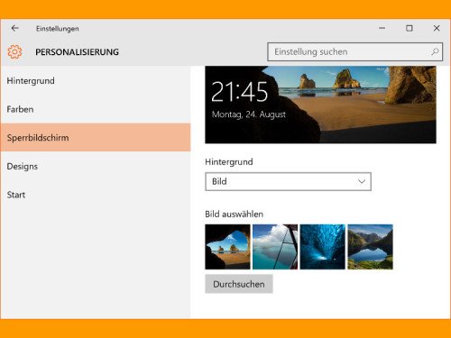 Windows 10: Hintergrund des Sperr-Bildschirms anpassen