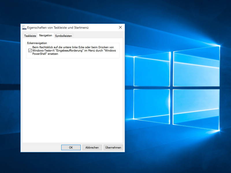 Eingabe-Aufforderung im geheimen Admin-Menü von Windows 10 durch PowerShell ersetzen