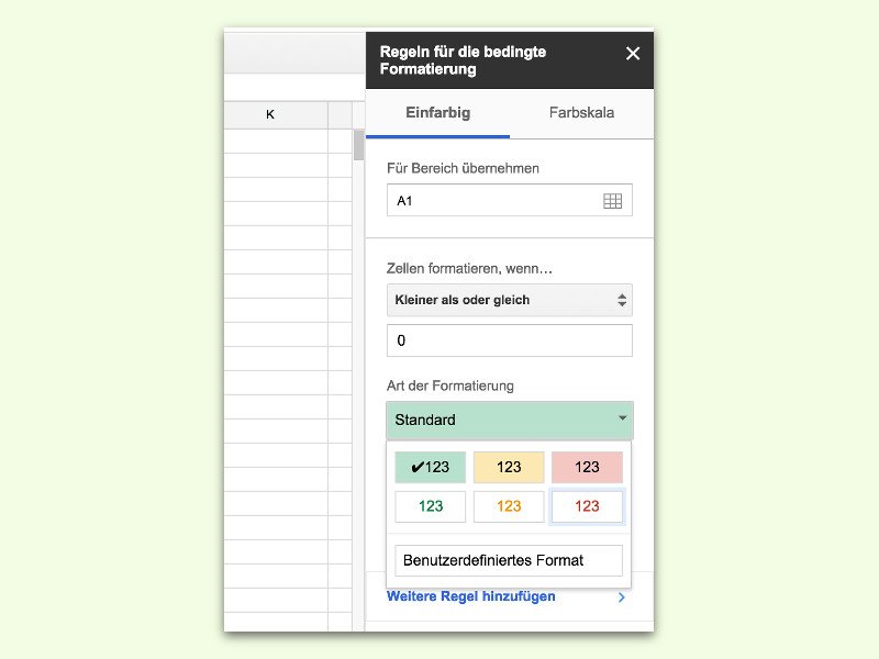 Google Docs: Tabellen-Zellen je nach Inhalt automatisch einfärben