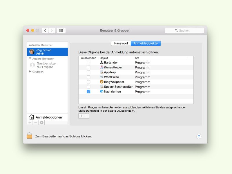 OS X: Apps beim System-Start minimiert starten