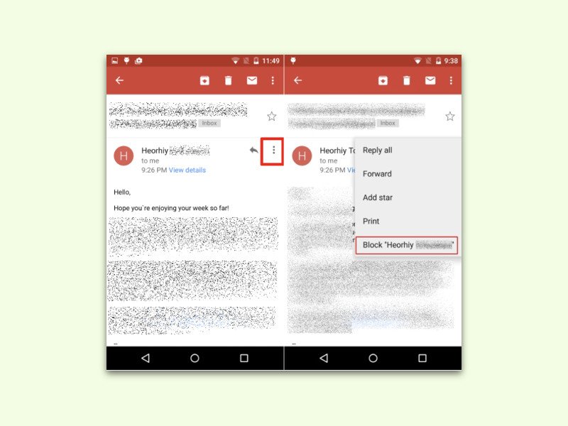 eMail-Adresse in Gmail für Android blockieren