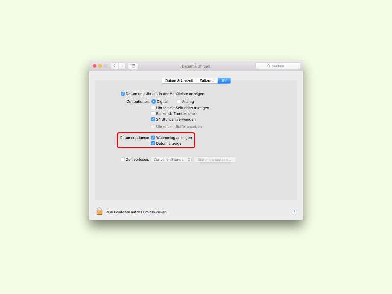 OS X: Das aktuelle Datum immer im Blick haben