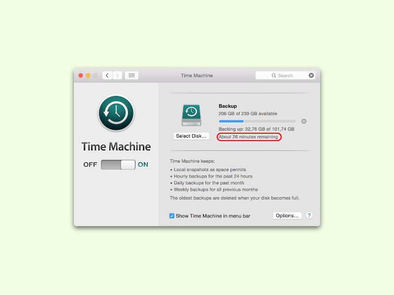 Rest-Zeit eines Time-Machine-Backups ermitteln
