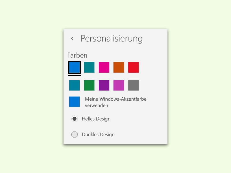 Eigene Farbe für die Mail- und Kalender-App in Windows 10 festlegen