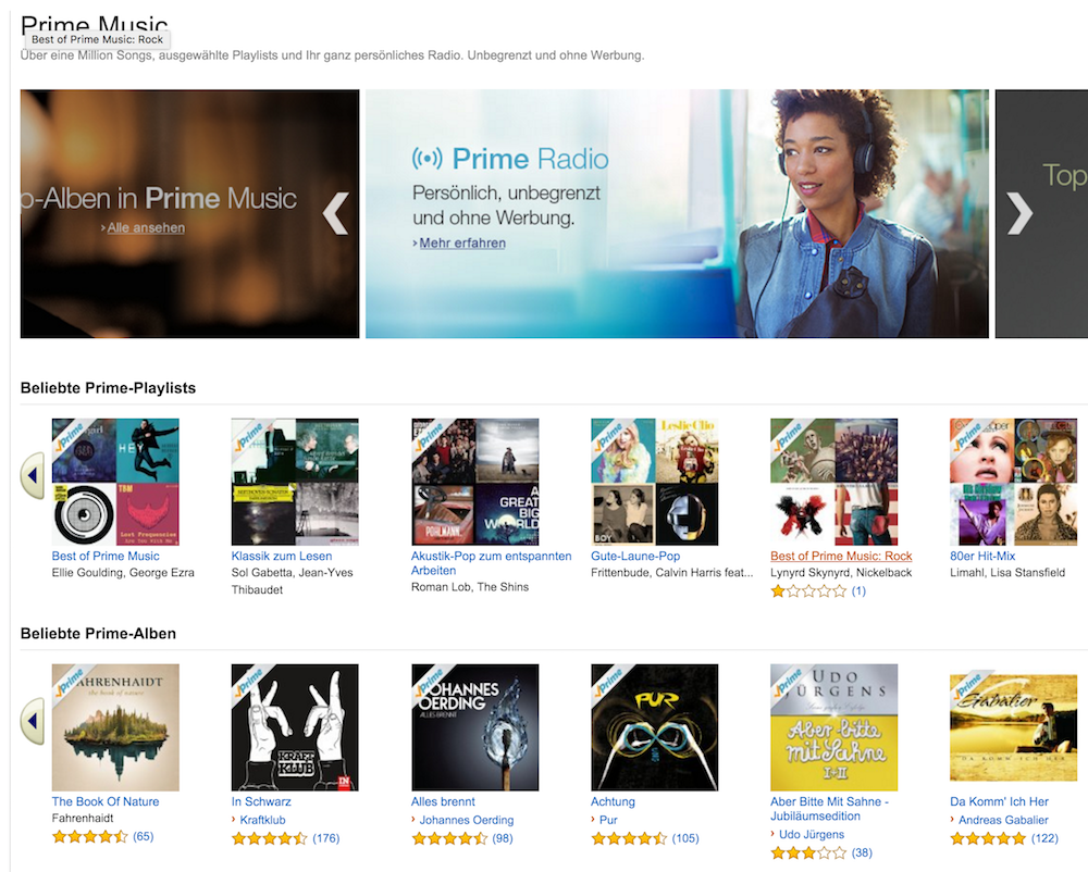 Amazon Prime Music: Eine Million Titel im Stream