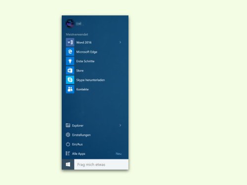 Windows 10: Startmenü kachelfrei machen