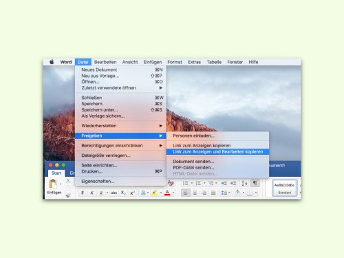 Mac: Office-2016-Dokumente für andere freigeben