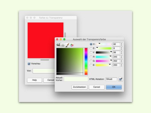 GIMP: Einfarbigen Hintergrund durchsichtig machen