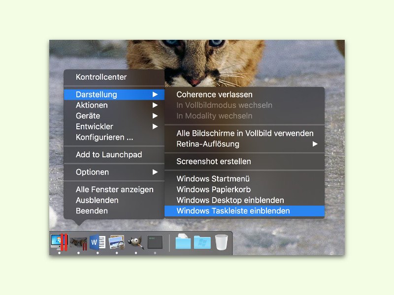 Parallels Desktop am Mac: Die Windows-Taskleiste anzeigen