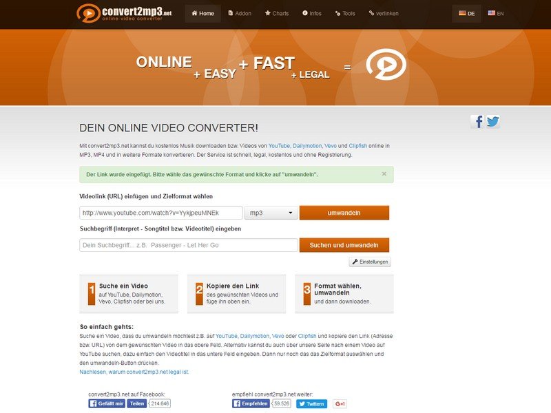 Convert2mp3: Musik aus Video-Portalen downloaden