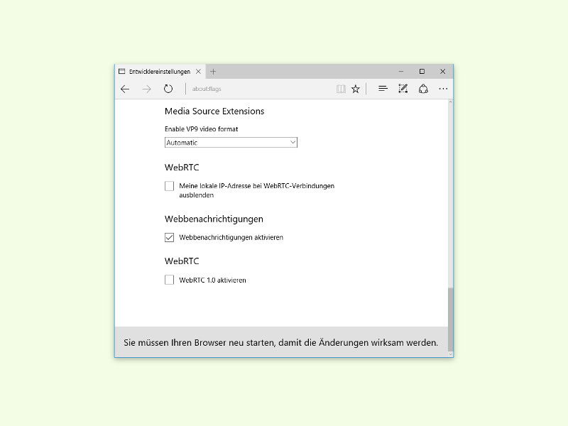 Edge-Browser: Web-Benachrichtigungen aktivieren