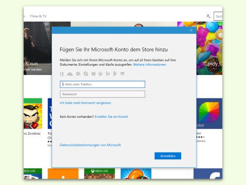 Windows Store: Anderes Microsoft-Konto nutzen