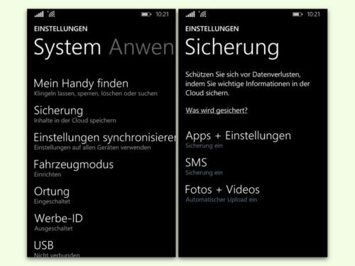 Automatisches Back-Up von Windows Phone in OneDrive erstellen
